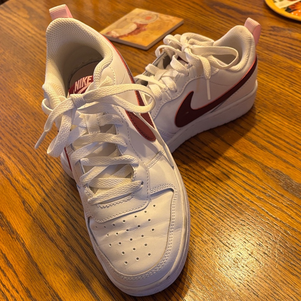 Nike White and Maroon Athletic Shoes